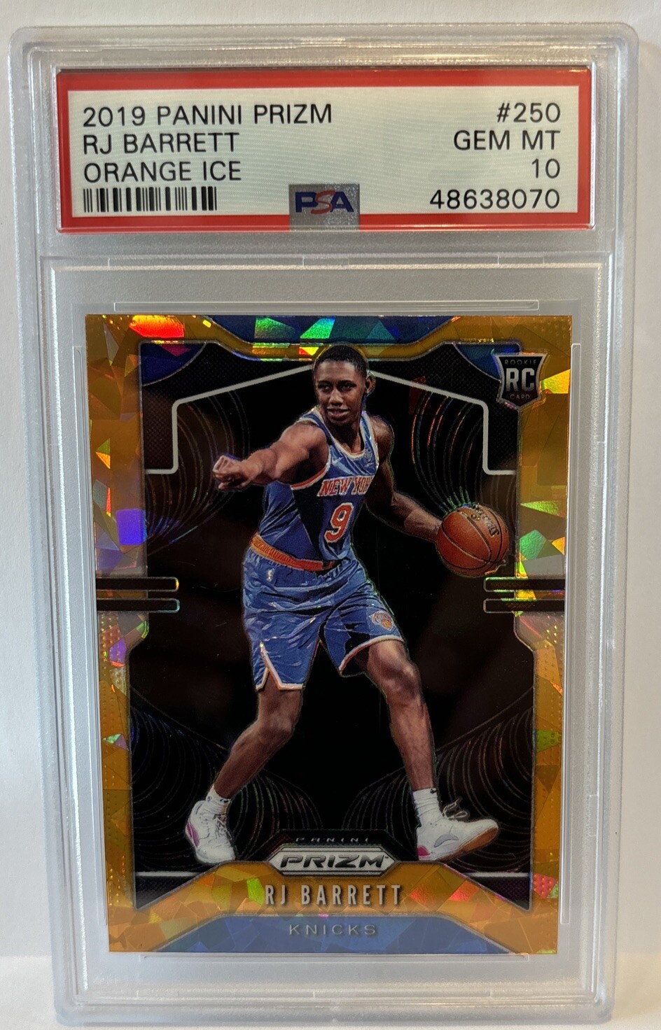 2019-20 Panini Prizm - RJ Barrett Rookie Orange Ice Prizm #250 RJ PSA 10