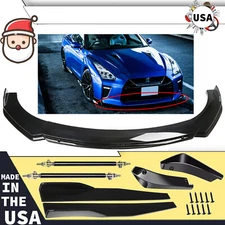 For NISSAN GT-R 2009-2021 Front Bumper Lip Splitter Spoiler Body Kit Side+Skirt