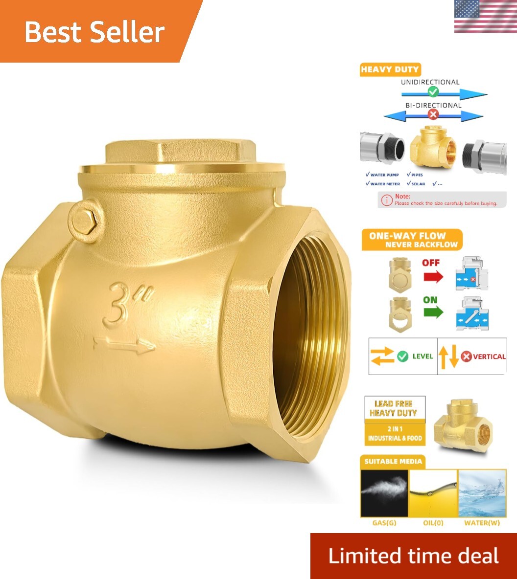 Brass NPT Horizontal Swing Check Valve for Water Backflow Prevention