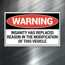 1 Warning Insanity Sticker Car Auto Race Drift Jdm Decal Truck Funny Diesel
