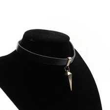 King Baby Studio Leather Choker With Pyramid Spike Fine Silver .925