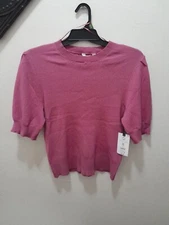 Womens Terra And Sky Size 0X 14W Short Sleeve Sweater Pink NWT