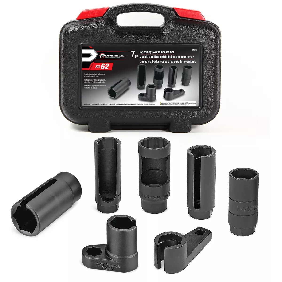 Powerbuilt 7 Pc. Specialty Switch Socket Set Oxygen Sensor Socket 648992