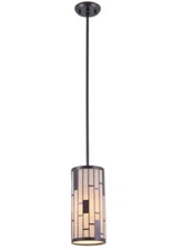 DVI Lighting Lisbon DVP10821 Mini Pendant Graphite w/ White Fabric Shade