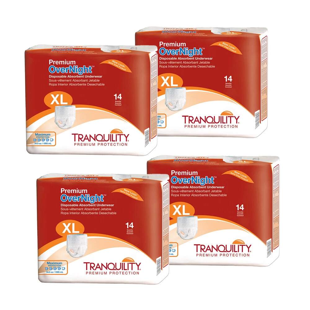 Tranquility Premium OverNight Adult Underwear Pull On XL 48 - 66"- Case of 56