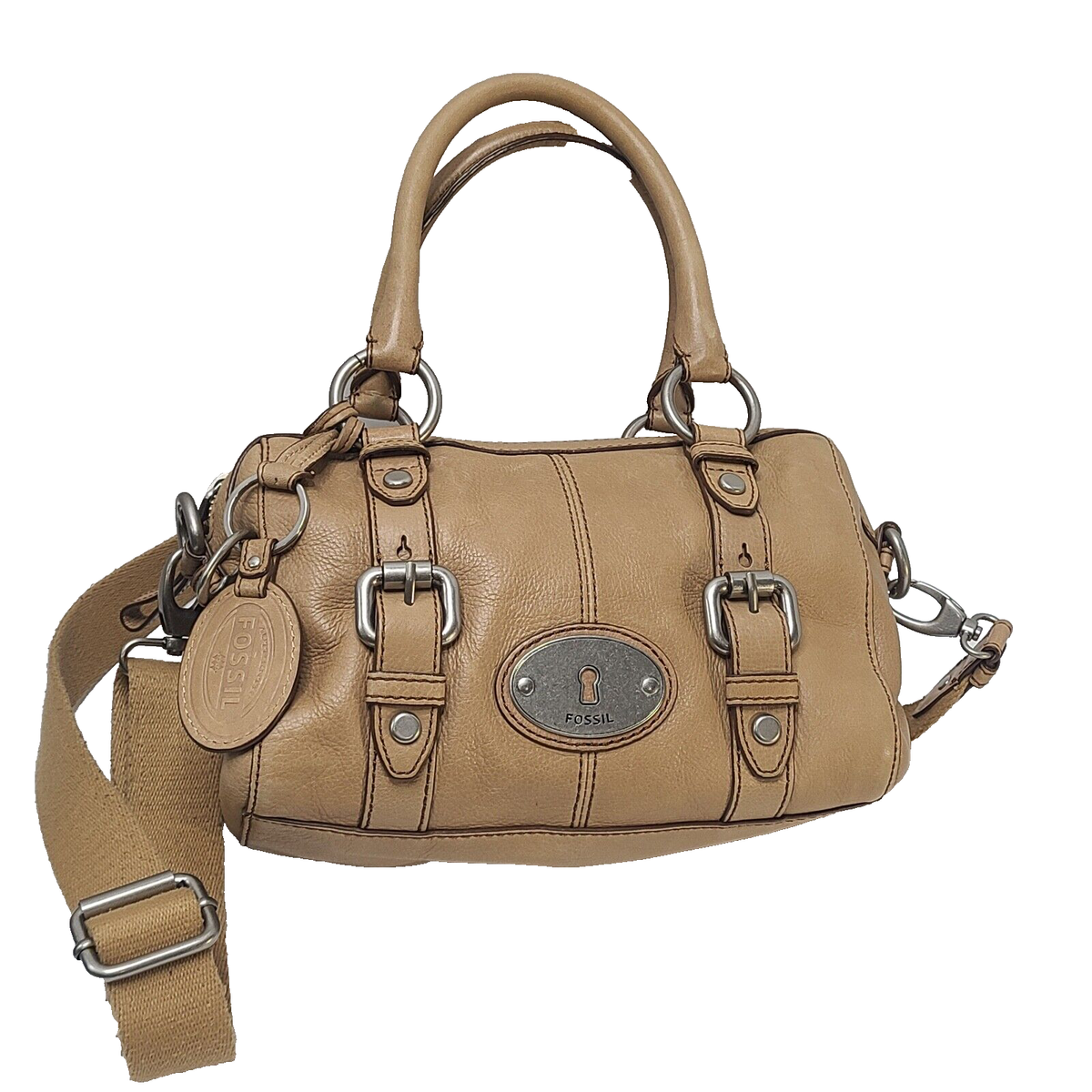 Vintage Fossil Maddox Satchel Crossbody Strap Brown Pebbled