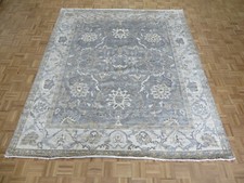 8'3 x 9'10 Hand Knotted Gray Turkish Bamboo Silk Oushak Oriental Rug G8164