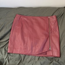 Leith High Rise 100 Real Leather Mini Skirt Sz 12