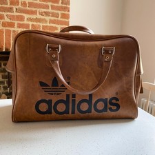 Borsa sportiva vintage Adidas anni 70 Peter nera marrone palestra Holdall retrò chiusura sicura