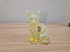 Vintage Fenton Opalescent Uranium Glass Cat Figurine Vaseline Glass UV glows