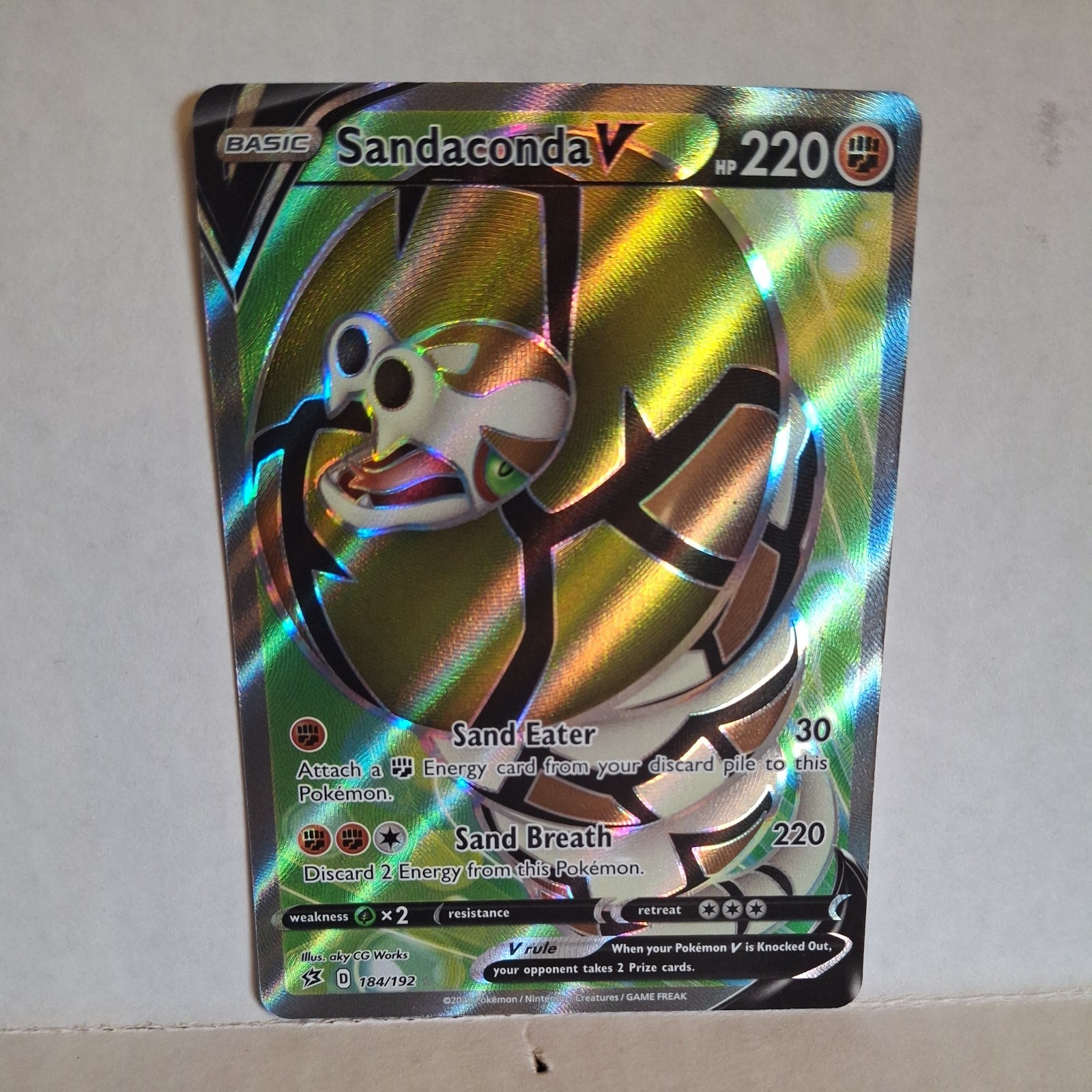 Sandaconda V Full Art 184/192 Rebel Clash Pokemon Card - NM