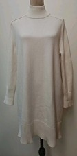 Zara Ladies Size L UK 14 16 White Turtle Neck Jumper Dress Curve Knit Fashion