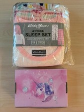 NWT Girls Eddie Bauer 4 Piece Pajama Sleep Set Size XS 5/6 Gift Unicorn Gift Set