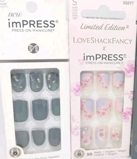 Kiss impress color gel nail SET  No Glue Mani 30 Nails short 2pk sun-kissed peac