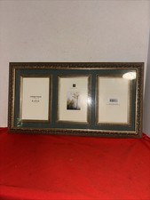 4x6 3-Opening National Collage Picture Frame, Gold - Slate Green Matt
