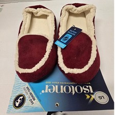 Isotoner Women 360 Memory Foam Slippers Chili Pepper Red Faux Fur Trim 8-9 L NWT
