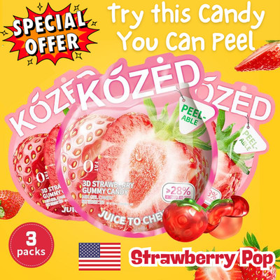 Kozed Peelable Strawberry Gummy Candy Snack with Fruity Flavor