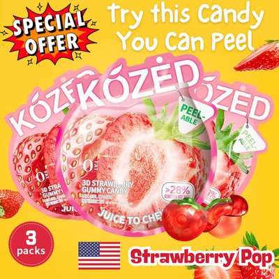 Kozed Peelable Strawberry Gummy Candy Snack with Fruity Flavor