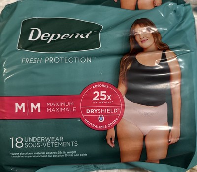 Depend Briefs Disposable Underwear Female Medium 18 Ct Dryshield Maximum Protect