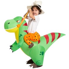 Inflatable Costume for , Riding a Green Dinosaur Costume, Blow-up Dinosaur Ha...