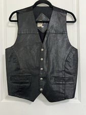 Men s Vintage Black 100% Leather Vest Size Me...