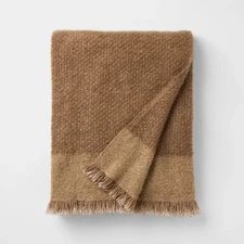 30" Tonal Woven Boucle Throw Blanket Tan - Threshold designed with Studio