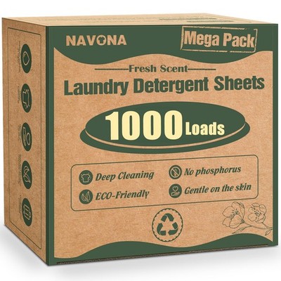 Laundry Detergent Sheets 1000 Loads Mega Pack Fresh Scent Eco Friendly Powerful