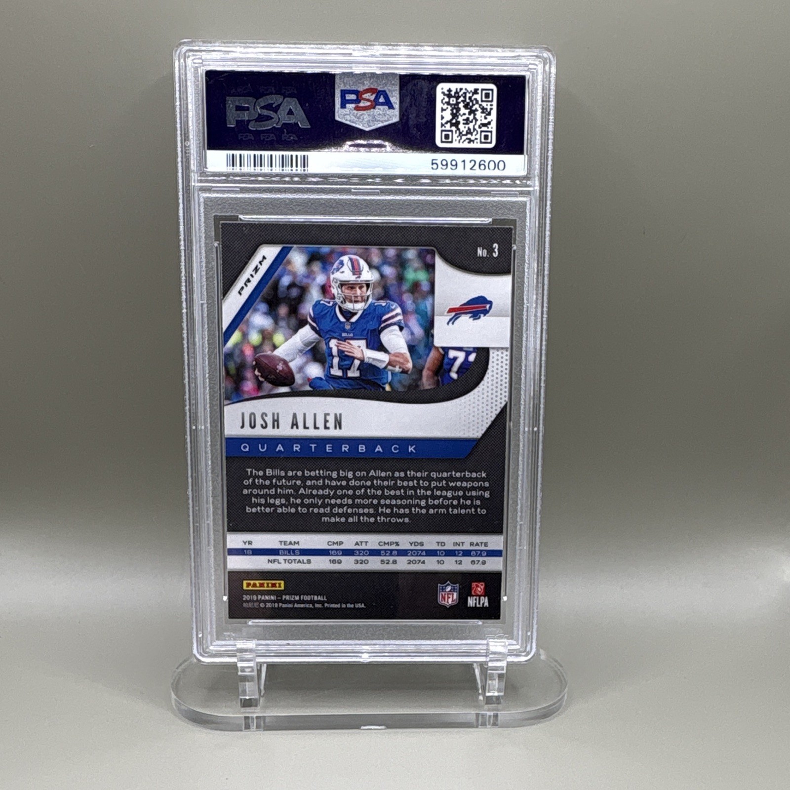 2019 Panini Prizm Josh Allen Buffalo Bills #3 Lazer Prizm PSA 10 GEM MT view 2