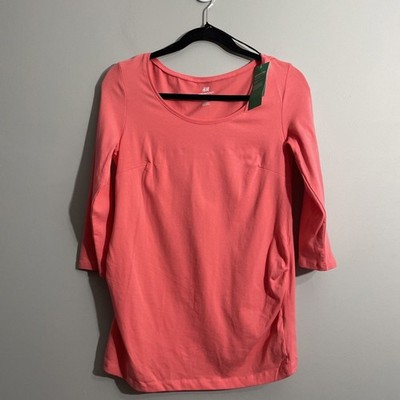 H&M Mama Maternity Soft Minimal Pink Stretch 3/4 Sleeve Tee Size M