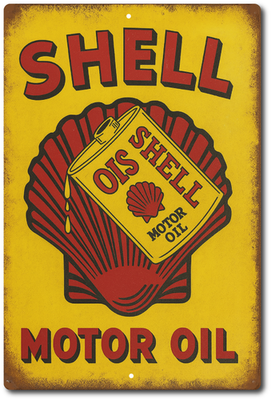 その他 Vintage Shell Oil l Sign Vintage Shell Motor Oil Tin Sign – Retro Gas & Oil Can Design