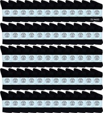 72 PK Yacht  Smith Kids Premium Cotton Crew Socks Black Size 4-6 Boys