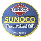 Vintage Sunoco Gasoline Sign - Distilled Oil Gas Service Station Porcelain Sign