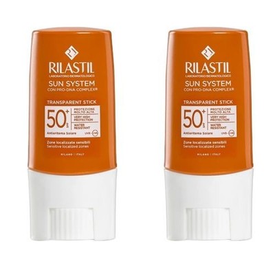 2 pack Rilastil sun system transparent sun protection stick, SPF50+ 8.5ml
