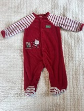 Little Me Baby Unisex Fleece Sleeper One Piece Pajamas Red Christmas Santa 6M