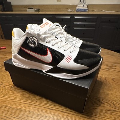 Nike Kobe V Protro Basketball Sneakers White Black Comet Red Size M 10.5 