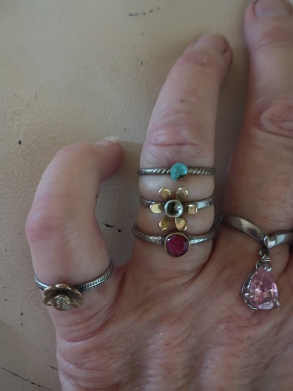 Ruby, Herkimer Diamond, Aquamarine 925 Sterling Silver Stackable Rings