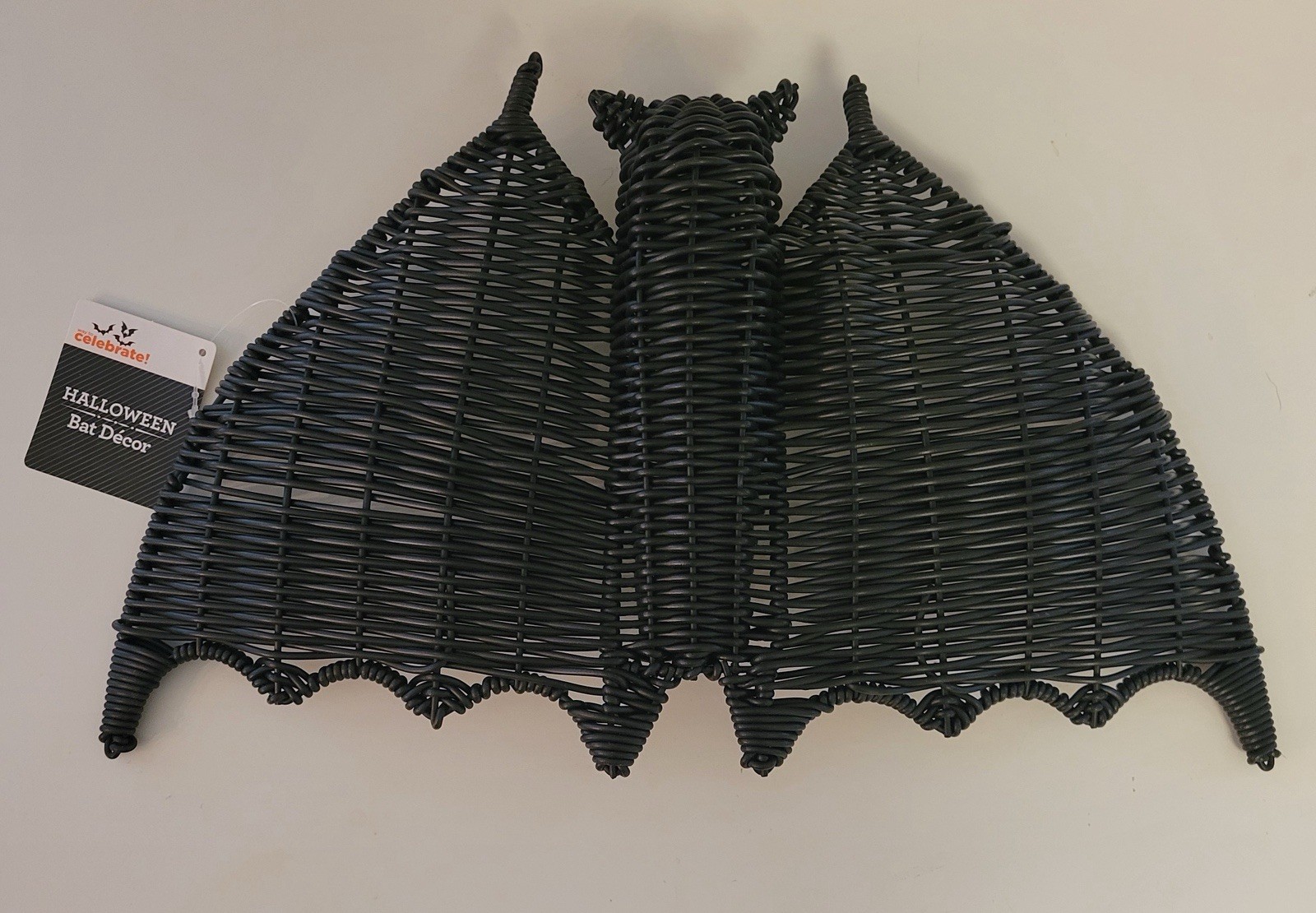 Way To Celebrate Black Wicker Bat Decor Halloween 9” x 15” Walmart Woven Hanging
