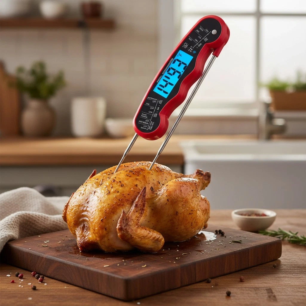 Instant Read Digital Meat Thermometer - Waterproof with Large Backlit Display