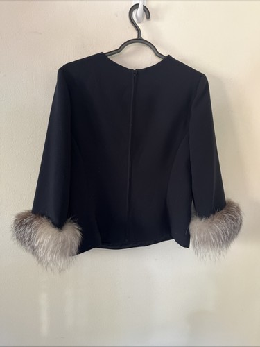 Vintage Chetta B Peter Noviello Sherrie Bloom 8 schwarz Abendtop Fellbündchen - Bild 4 von 8