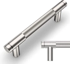 10 Pack Brushed Satin Nickel Knurled Cabinet Pulls 3.75 Inch Center to Center Ki