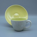 POOLE POTTERY LIME YELLOW  SEAGULL COFFEE DUOS CUP  SAUCER C103 ESPRESSO SIZE