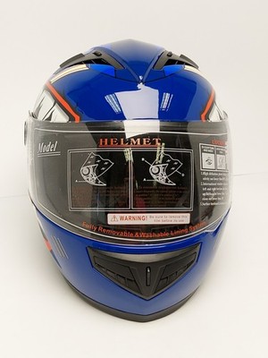 DOT Motorcycle Youth XXL Full Face Helmet- Shark/Blue TCMT DP808 FMVSS NO 218