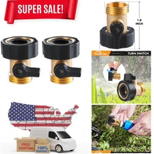 Ergonomic Heavy Duty Brass Hose Connector Set - Secure Shut Off Valve, 2 Pieces