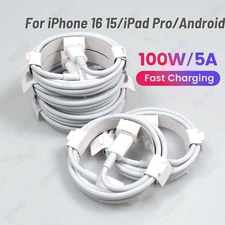 100W Fast Charger USB-C To USB C PD Cable For iPad MacBook Pro iPhone 16 15 Lot