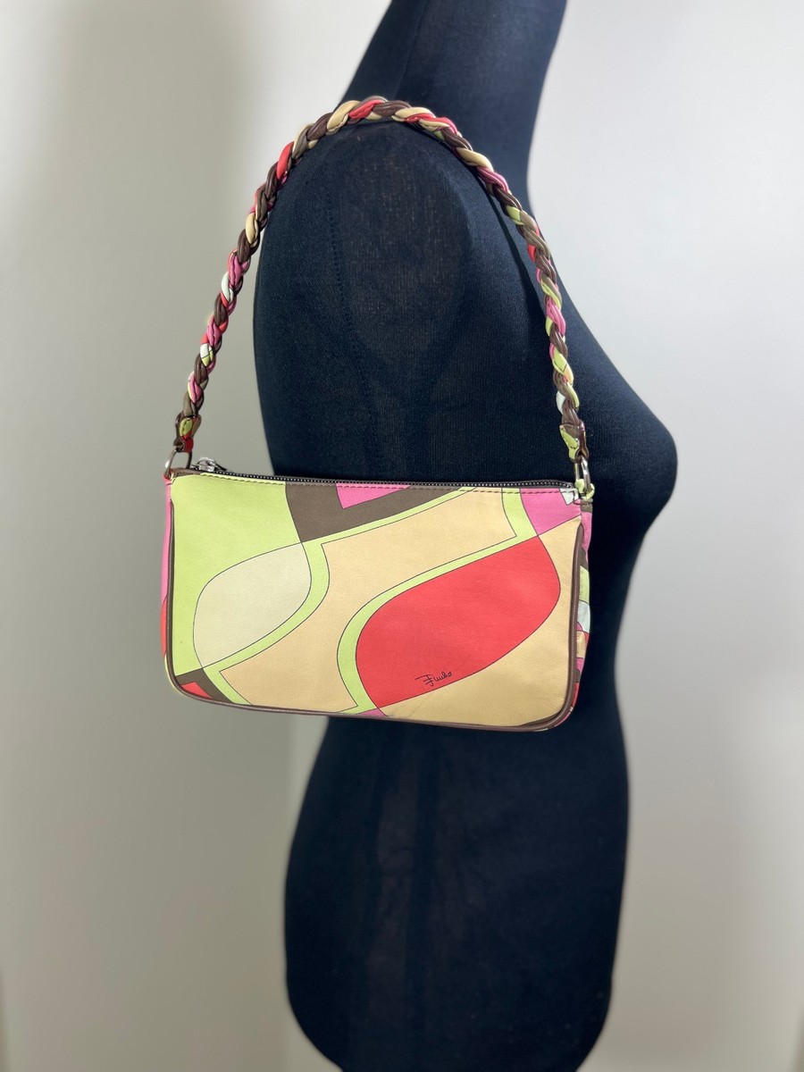 EMILIO PUCCI Mini Shoulder Bag Logo Print Braided Strap Zip