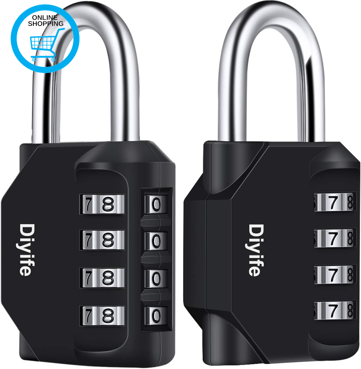 Combination Padlock, [2 Pack]  4 Digit Lock Combination, Padlock Weatherproof Ou