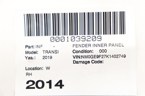 2014-2023 FORD TRANSIT CONNECT FRONT RIGHT FENDER SOUND ABSORBER INSULATOR OEM - Picture 6 of 6