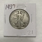 1937 Walking Liberty 90% Silver Half Dollar 50c US Coin