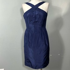 J. Crew Navy Silk Taffeta Shimmery Halter Mini Dress size 0