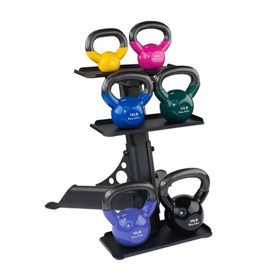Body-Solid 70 lb. Vinyl Kettlebell Package with Rack